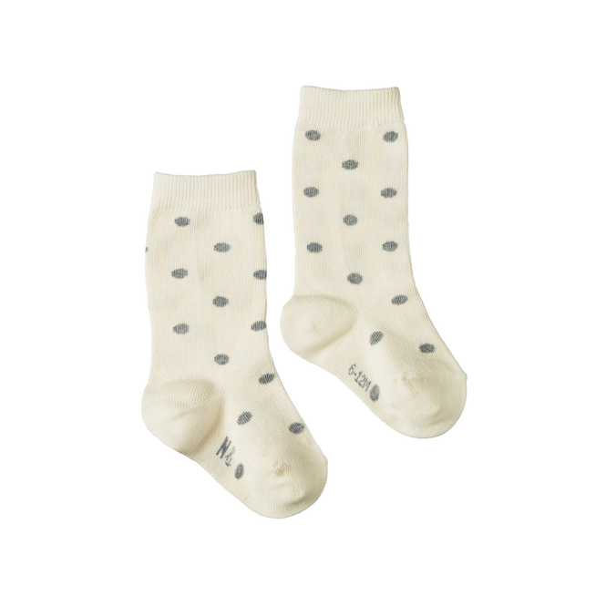 Nature Baby - Cotton Socks - Grey Polka Dot