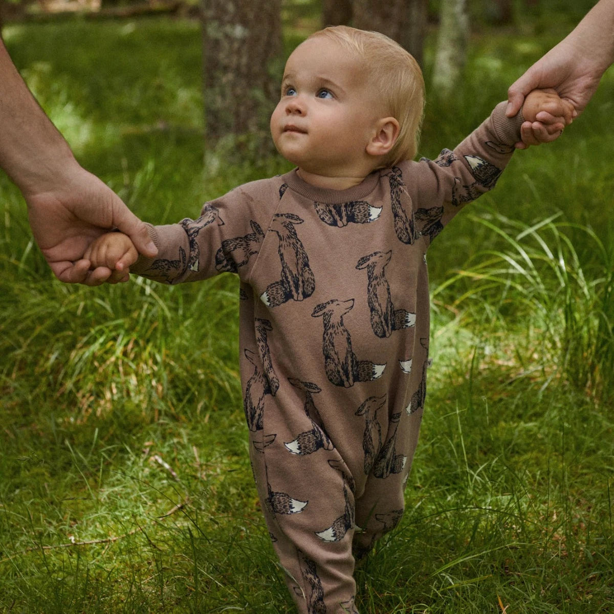 Nature Baby - Long Sleeve Juno Romper - FOXY CUB PRINT