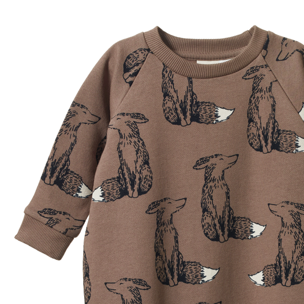 Nature Baby - Long Sleeve Juno Romper - FOXY CUB PRINT
