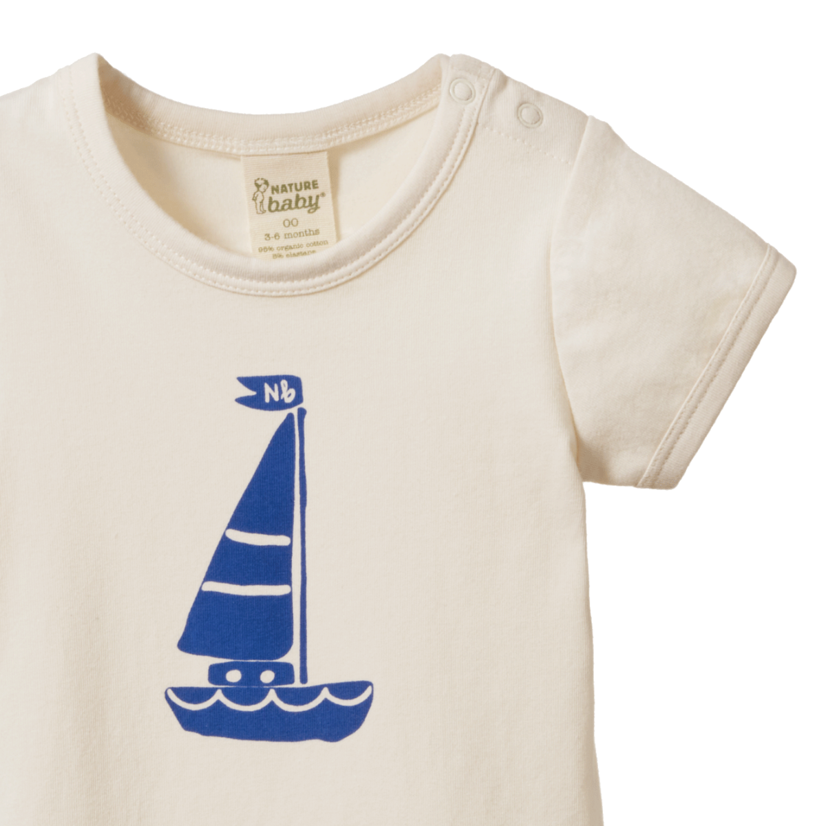 Nature Baby - Stretch Jersey S/S Bodysuit - SAIL BOAT PRINT