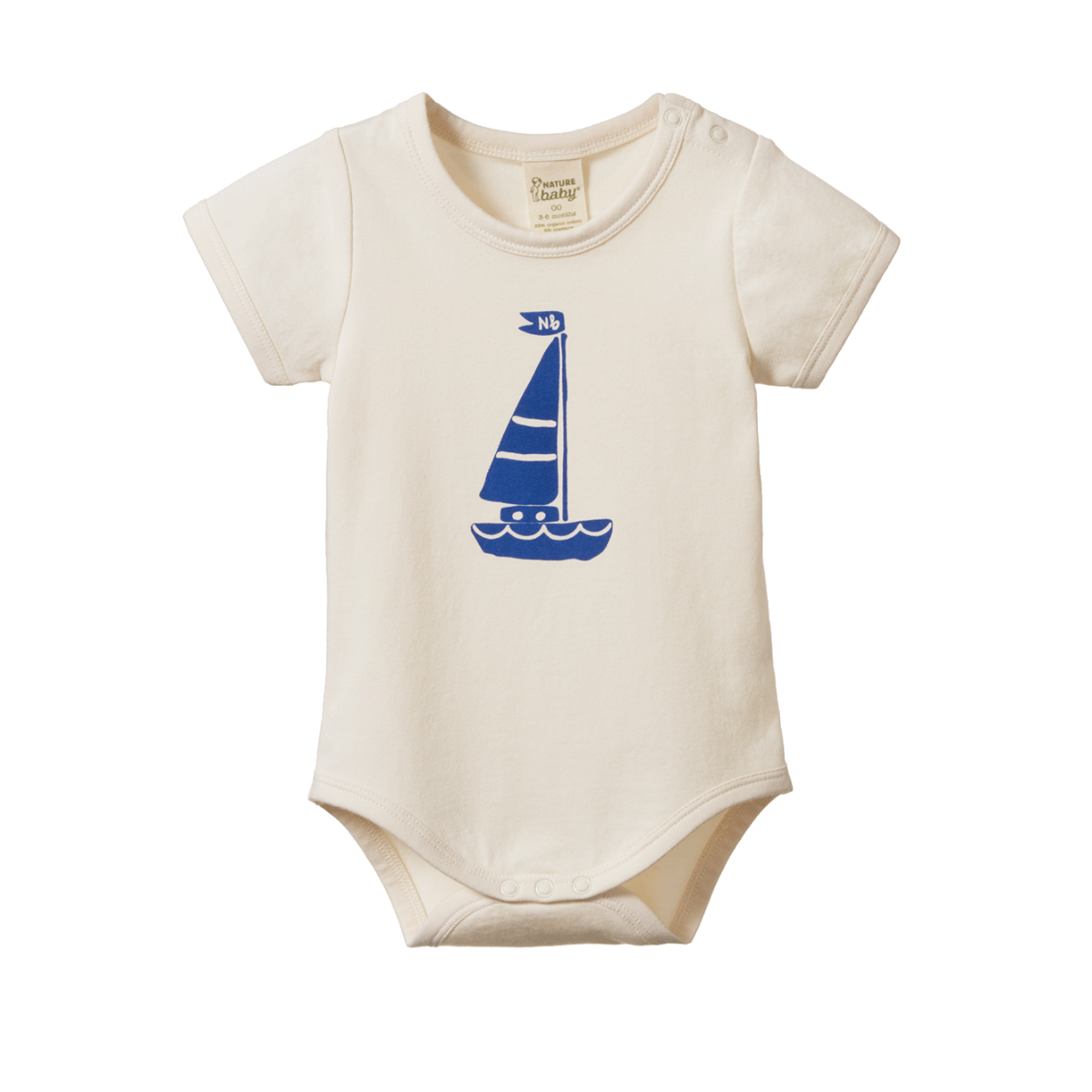 Nature Baby - Stretch Jersey S/S Bodysuit - SAIL BOAT PRINT