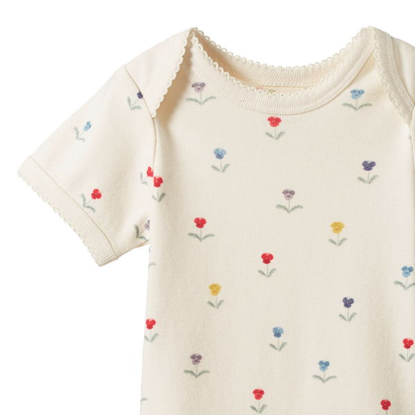 Nature Baby - Cotton Short Sleeve Bodysuit - DELPHINE PRINT