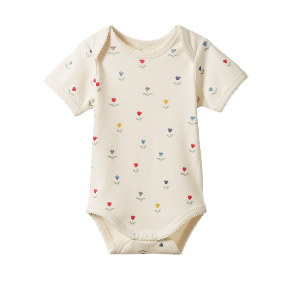 Nature Baby - Cotton Short Sleeve Bodysuit - DELPHINE PRINT