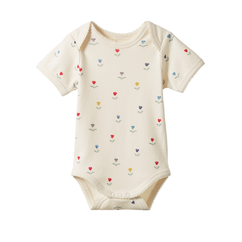 Nature Baby - Cotton Short Sleeve Bodysuit - DELPHINE PRINT