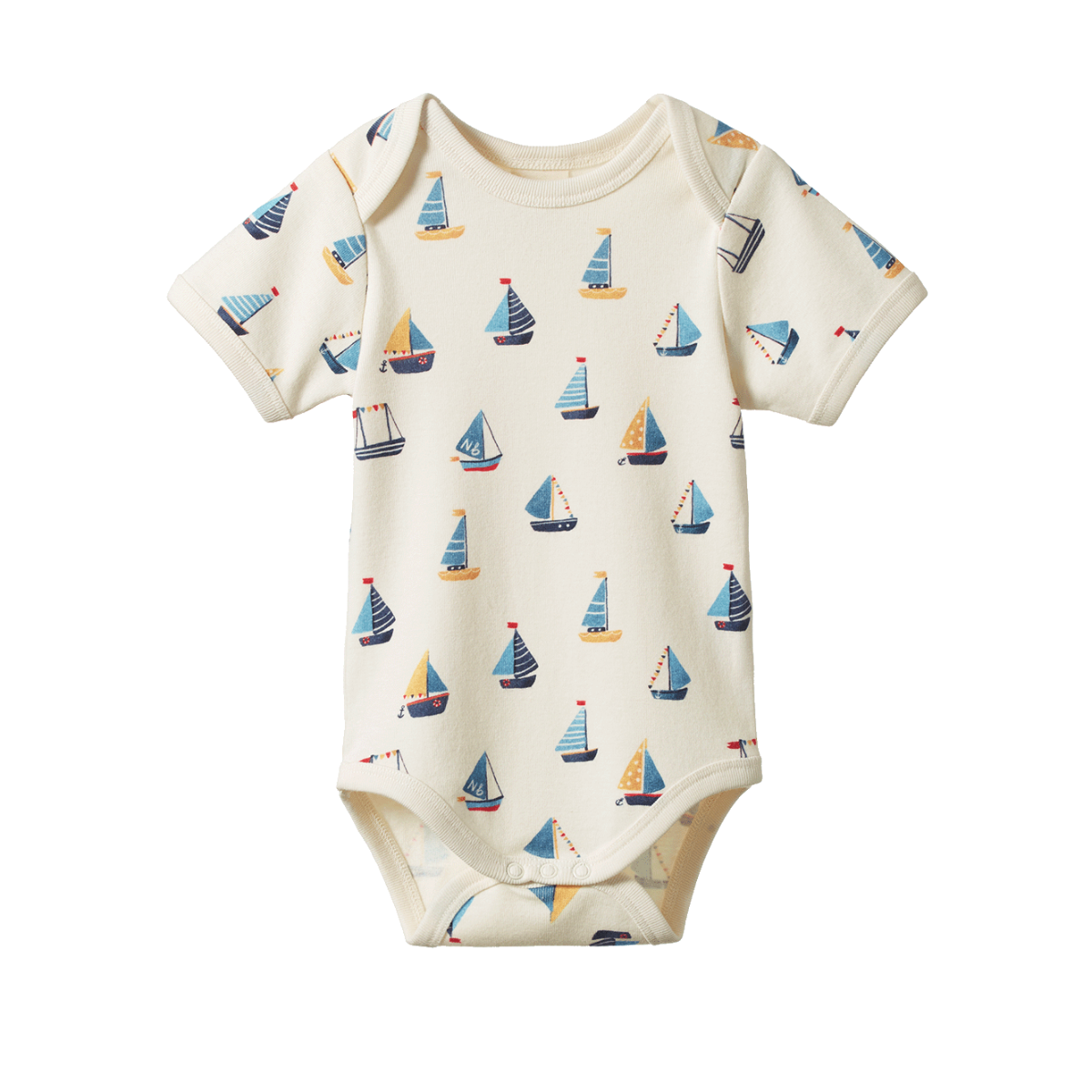 Nature Baby - Cotton Short Sleeve Bodysuit - REGATTA  PRINT