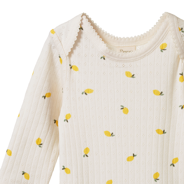 Nature Baby - Long Sleeve Bodysuit Pointelle - LEMON PRINT