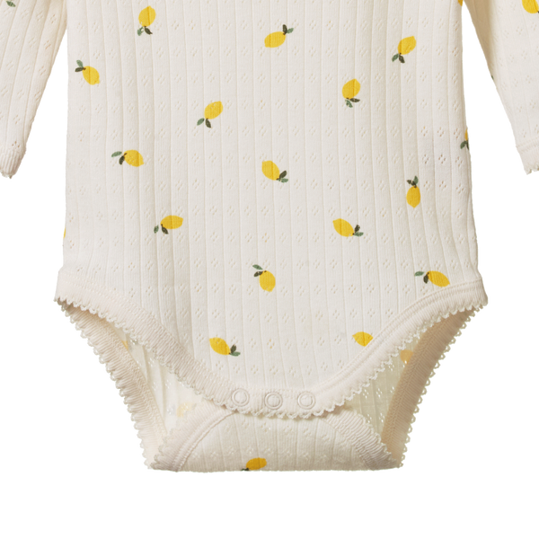 Nature Baby - Long Sleeve Bodysuit Pointelle - LEMON PRINT