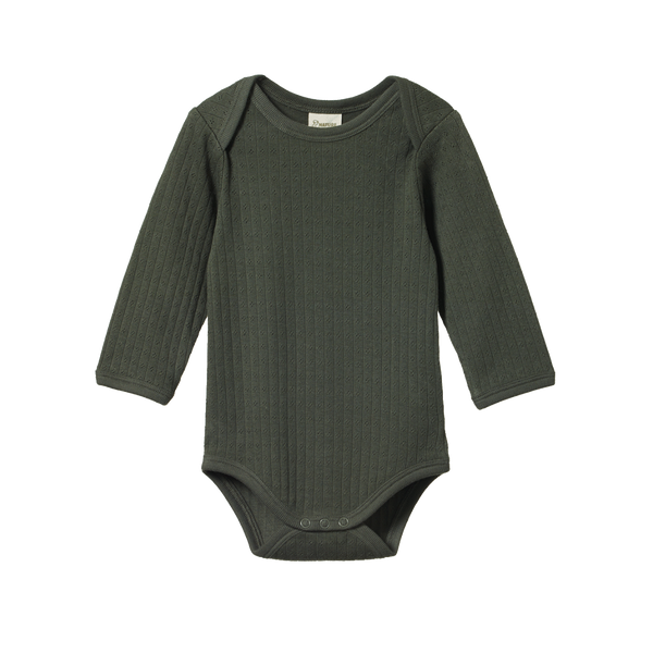 Nature Baby -  L/S BODYSUIT POINTELLE - THYME