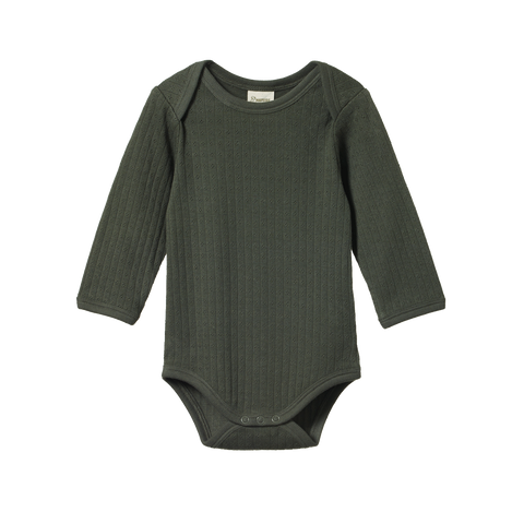 Nature Baby -  L/S BODYSUIT POINTELLE - THYME