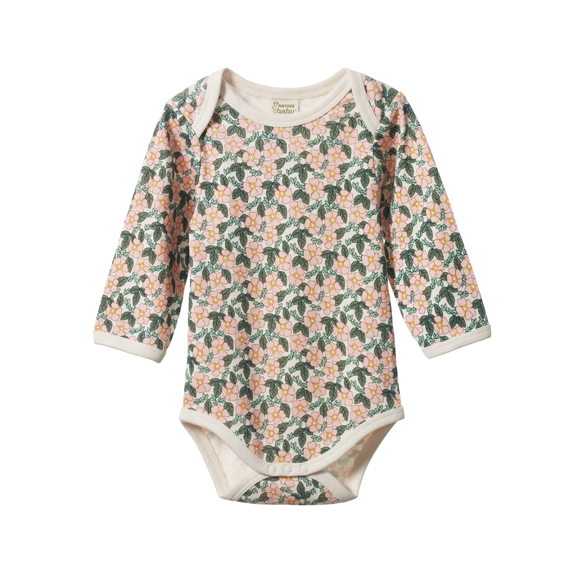 Nature Baby -  COTTON Long Sleeve Bodysuit - GARLAND PRINT