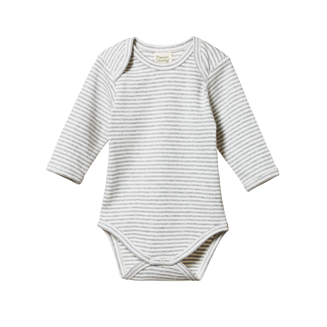 Nature Baby -  Cotton Long Sleeve Bodysuit - Grey Marl
