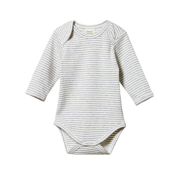 Nature Baby -  Cotton Long Sleeve Bodysuit - Grey Marl