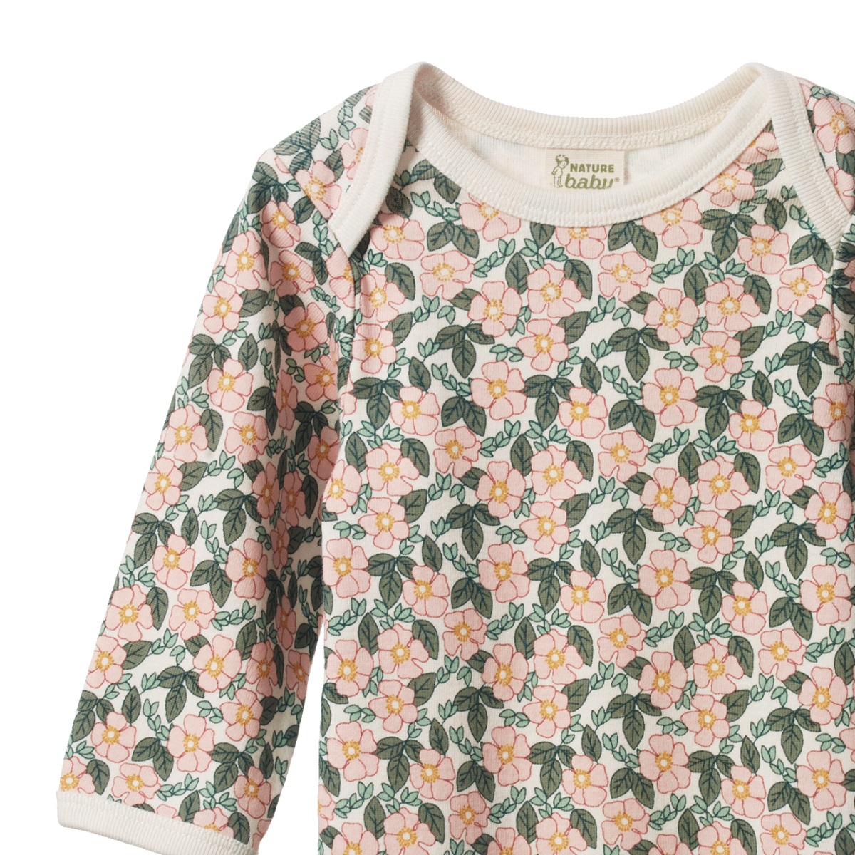 Nature Baby -  COTTON Long Sleeve Bodysuit - GARLAND PRINT