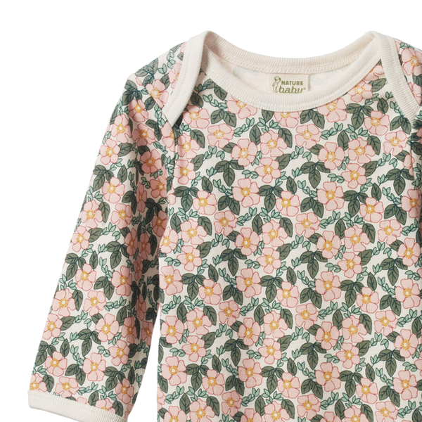 Nature Baby -  COTTON Long Sleeve Bodysuit - GARLAND PRINT