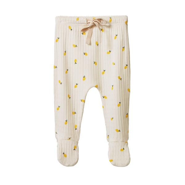 Nature Baby - Footed Rompers Pointelle - LEMON PRINT