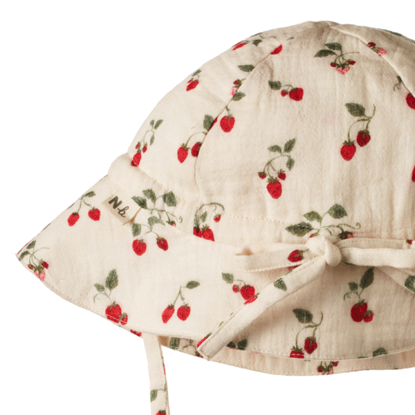 Nature Baby -  MUSLIN SUNHAT - STRAWBERRY BLUSH PRINT