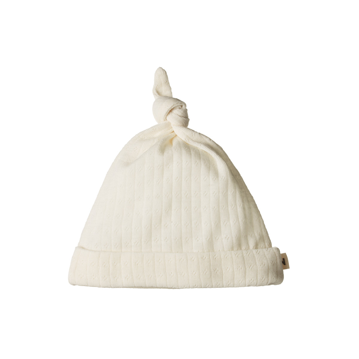 Nature Baby - Merino Knotted Beanie Pointelle  - Natural