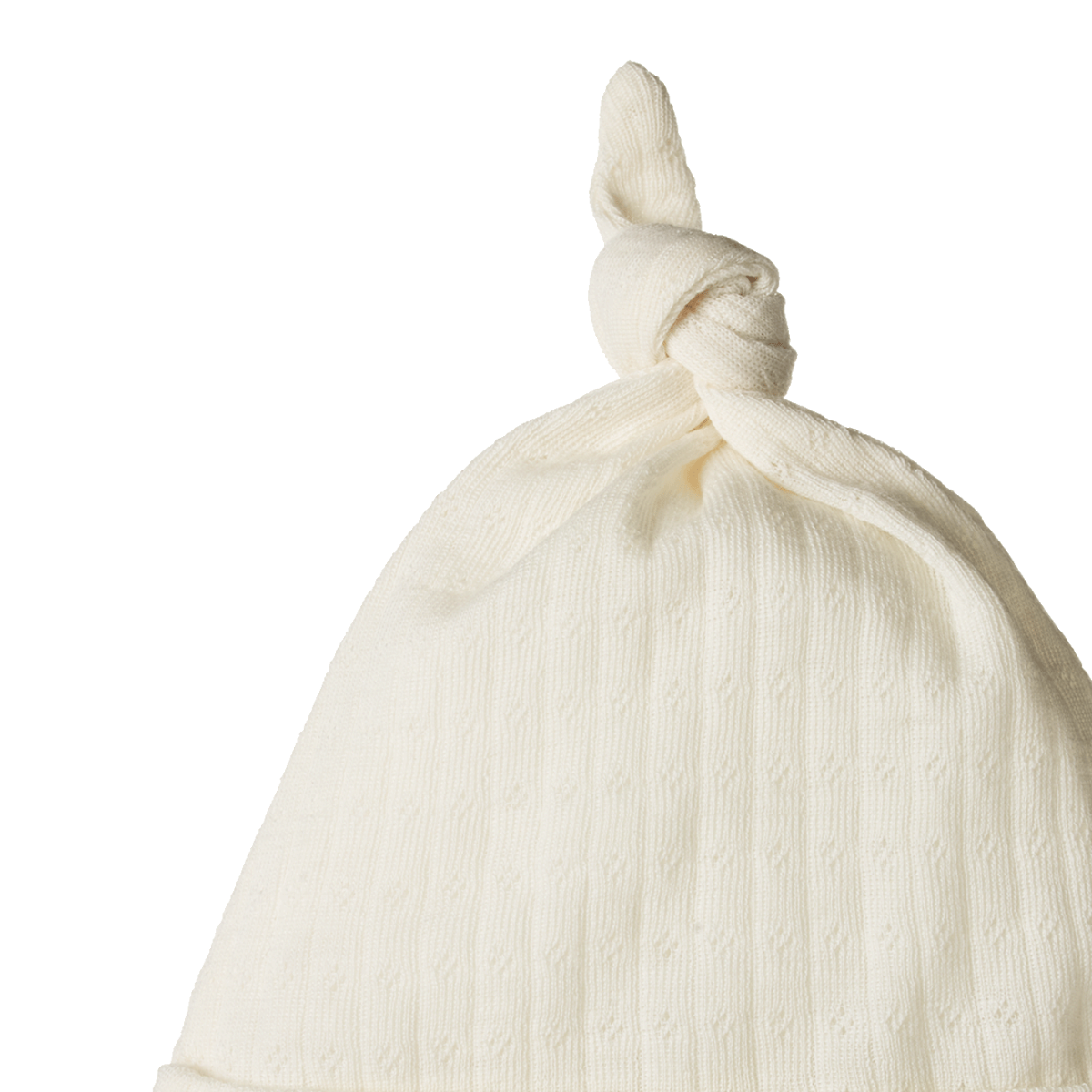 Nature Baby - Merino Knotted Beanie Pointelle  - Natural