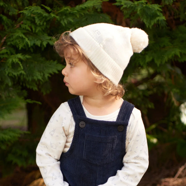 Nature Baby -   ALPINE POM POM BEANIE - NATURAL