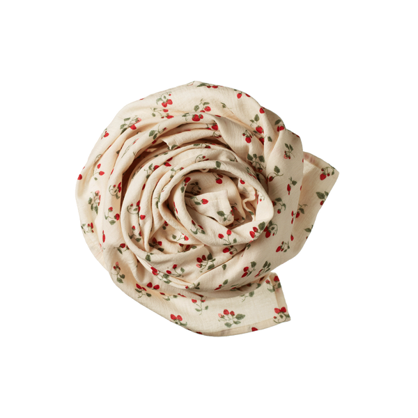 Nature Baby -Muslin Wrap - STRAWBERRY BLUSH PRINT