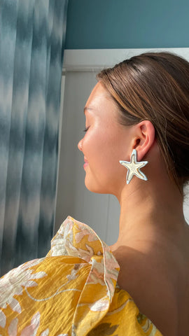 LOVER LOVER Earrings STARFISH STUD - LARGE - BLUE/GOLD