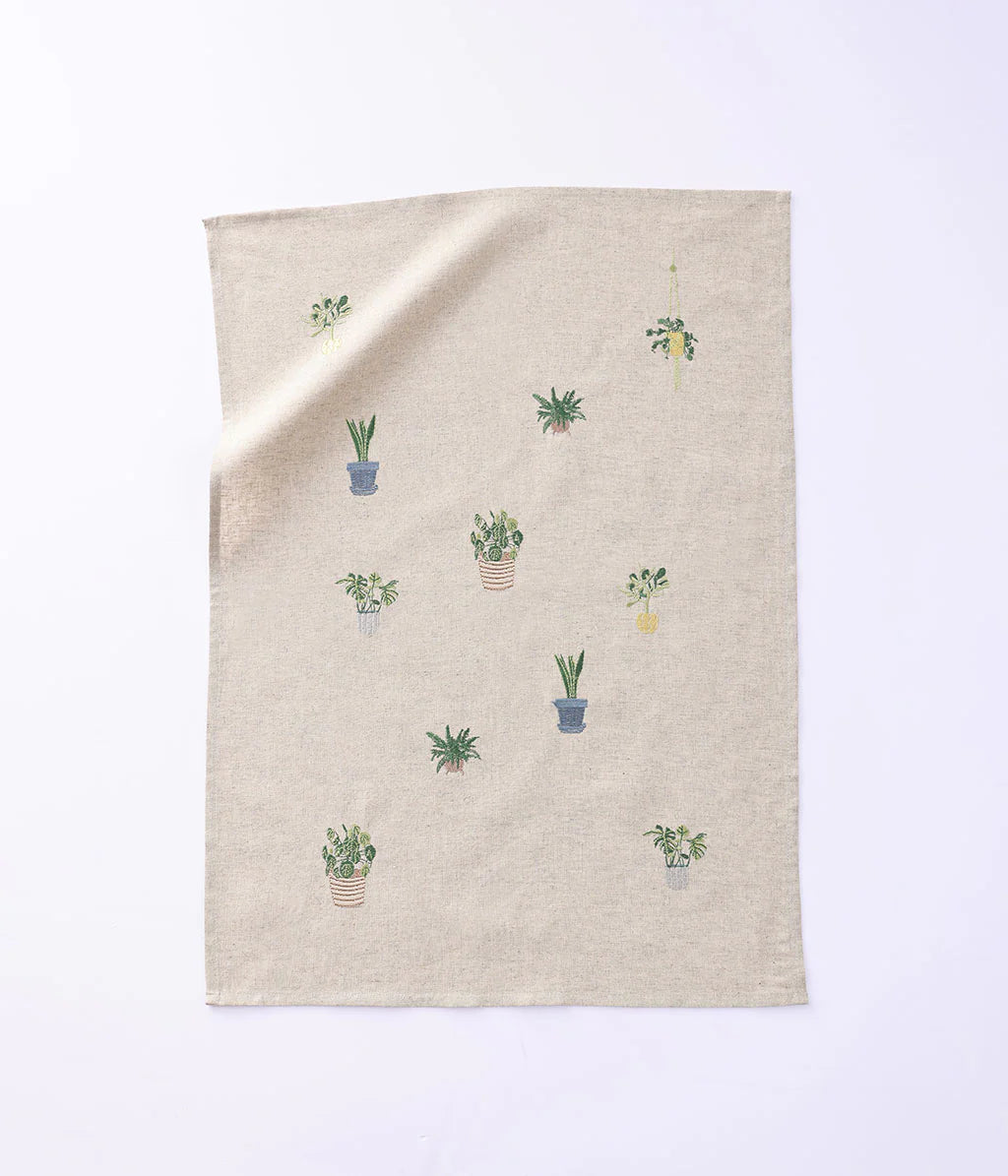 MM Linen POTTED PLANTS  Tea Towel