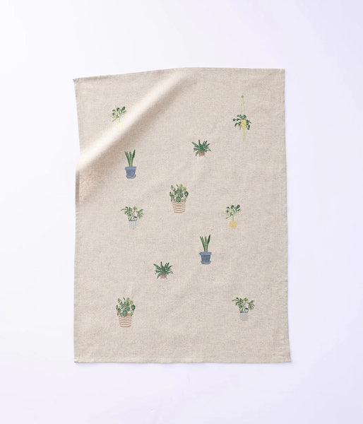 MM Linen POTTED PLANTS  Tea Towel