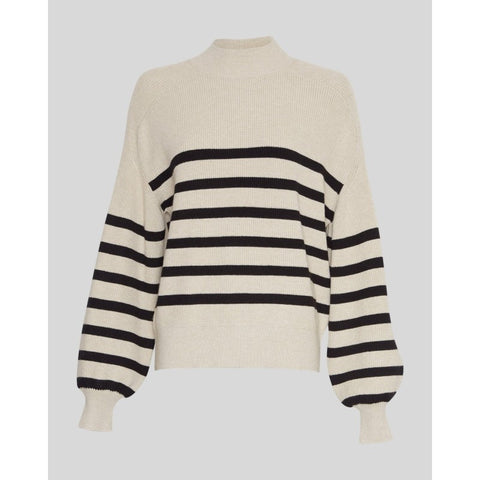 MSCH - MAURA RACHELLE PULLOVER - OAT MEL/BLACK STRIPE