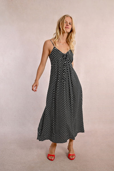 MOLLY BRAKEN - LADIES WOVEN DRESS - BLACK/WHITE SPOT