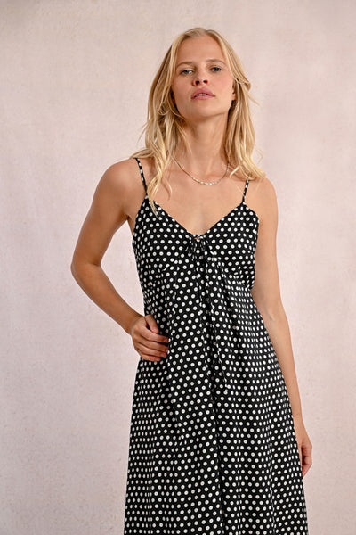 MOLLY BRAKEN - LADIES WOVEN DRESS - BLACK/WHITE SPOT
