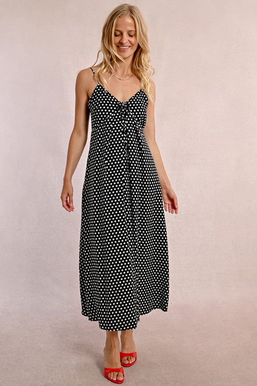 MOLLY BRAKEN - LADIES WOVEN DRESS - BLACK/WHITE SPOT