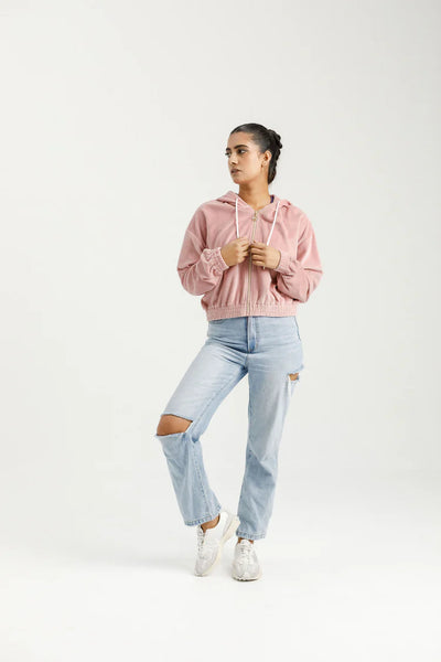 ROSE ROAD -EMERY HOODIE - ROSE VELOUR