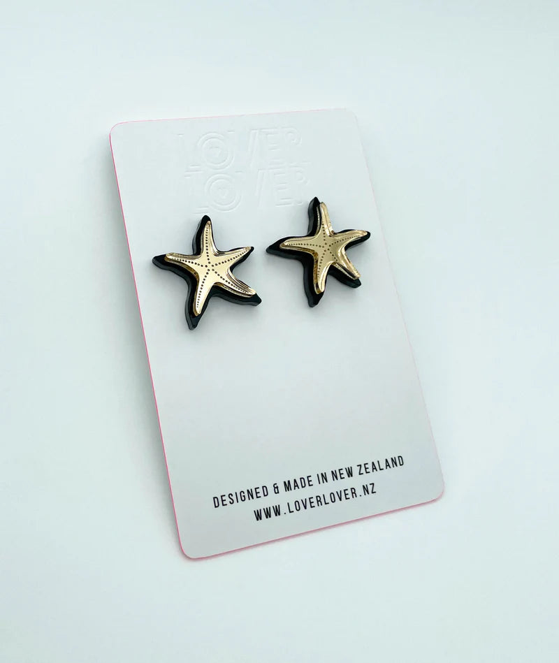 LOVER LOVER Earrings STARFISH STUD - SMALL - BLACK/GOLD