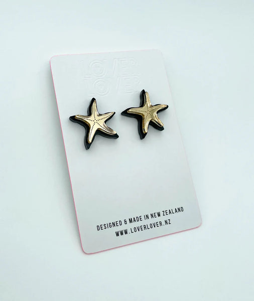LOVER LOVER Earrings STARFISH STUD - SMALL - BLACK/GOLD