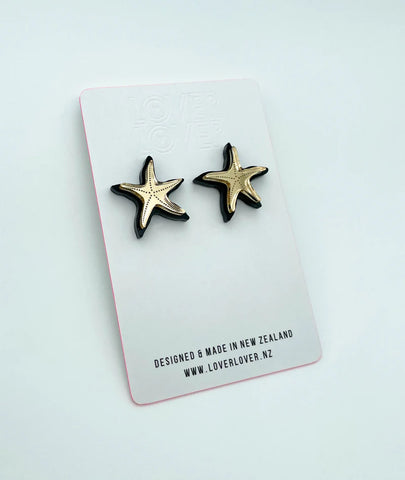 LOVER LOVER Earrings STARFISH STUD - SMALL - BLACK/SILVER