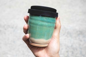 Westcoast Stoneware Reusable Travel Cup 12oz  Washout Green