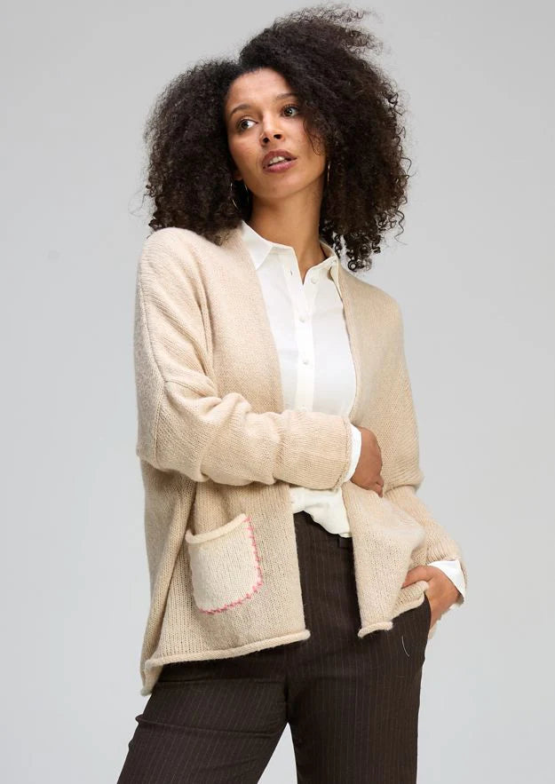 ZAKET & PLOVER - BLOOM BACK CARDI - MINK