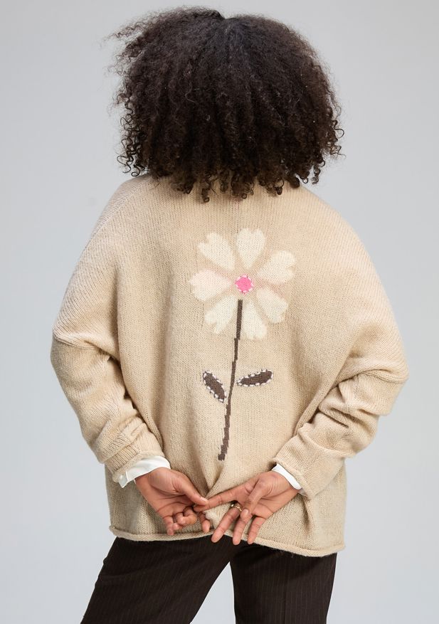 ZAKET & PLOVER - BLOOM BACK CARDI - MINK