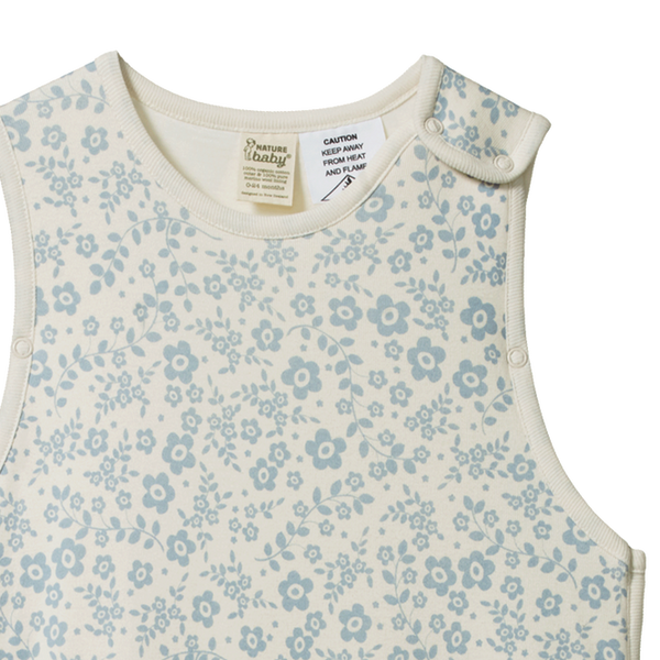 Nature Baby - Cotton & Merino Sleeping Bag  LARGE DAISY BELLE BLUE PRINT