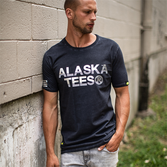 Alaska Tees - Mens Dexter Stonewash Tee Slim Alaska Tees 3/ Stonewash Black