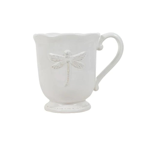 French Country Dragonfly Stoneware - White Mug