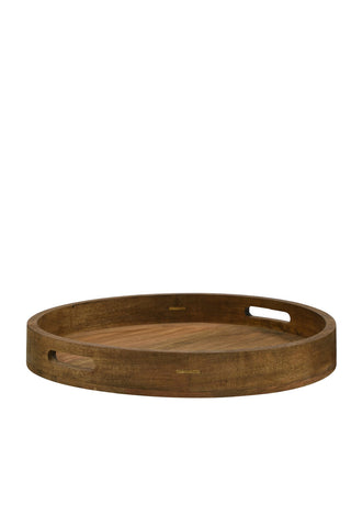 Wooden Round Tray w/Handles Large