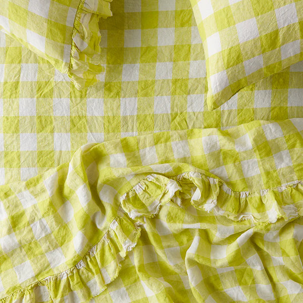 Society of Wanderers Limoncello Gingham Fitted Sheet