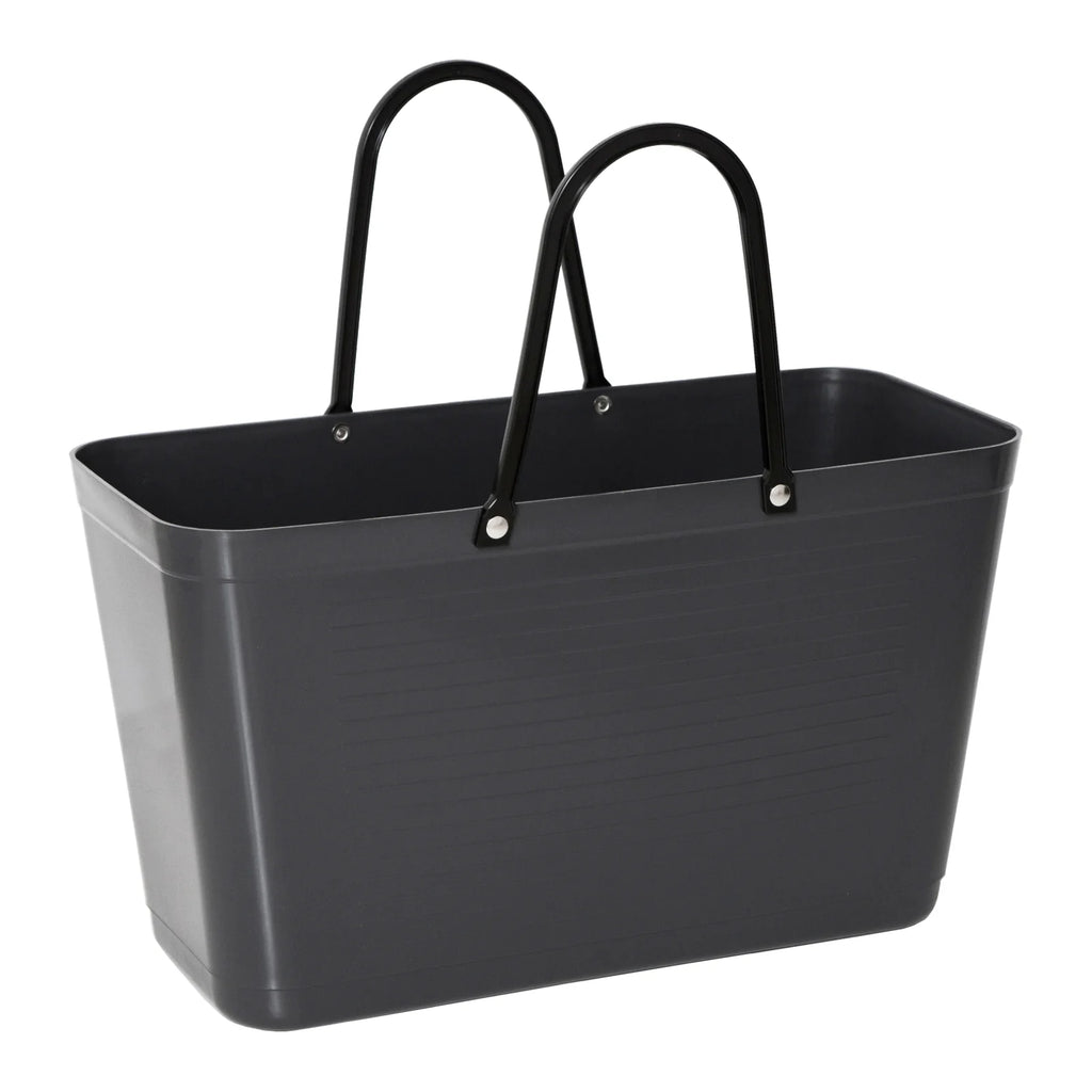 Large Dark Grey Hinza Bag - Green Plastic