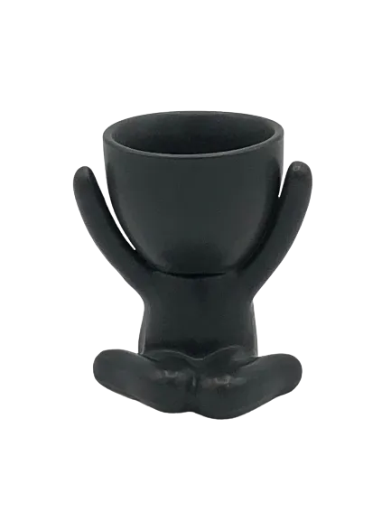 Joyful Ceramic Egghead Planter - Black