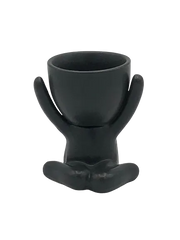 Joyful Ceramic Egghead Planter - Black