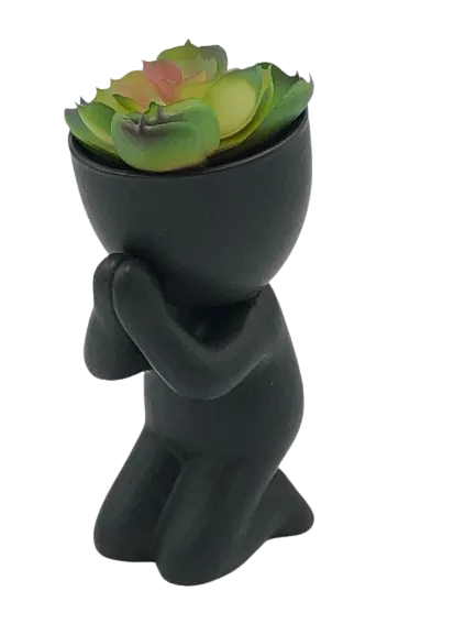 Faithful Ceramic Egghead Planter - Black