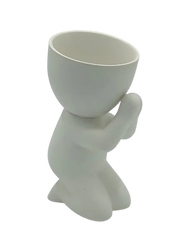 Faithful Ceramic Egghead Planter - White
