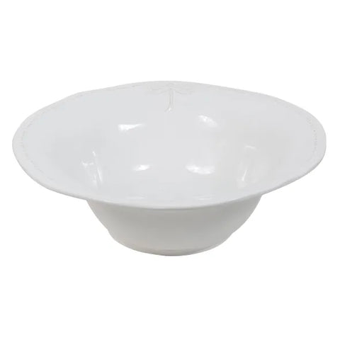 French Country Dragonfly Stoneware - White Salad Bowl - Large