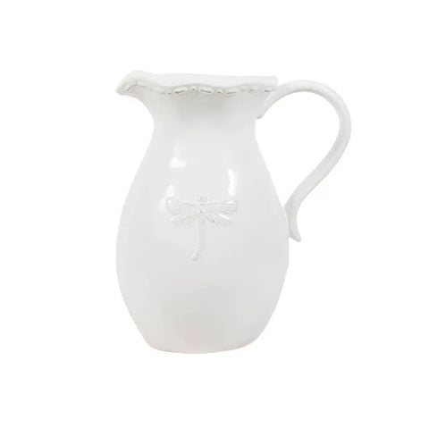 French Country Dragonfly Stoneware - White Jug Small